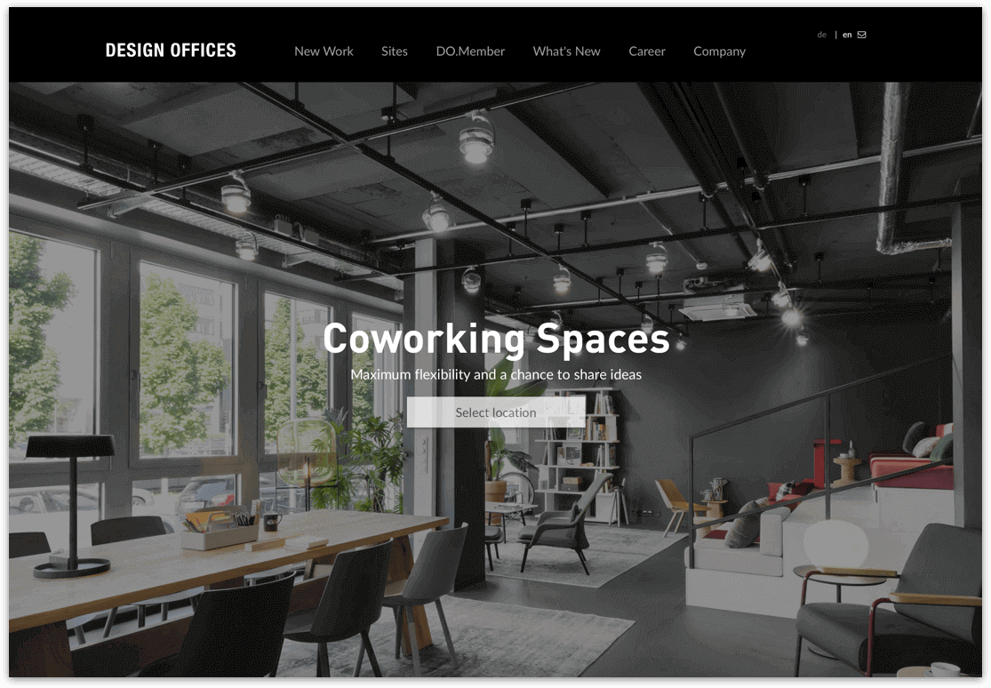 Screenshot of design offices Homepage